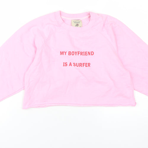 Pull & Bear Women's Pink Crew Neck Graphic Sweatshirt S