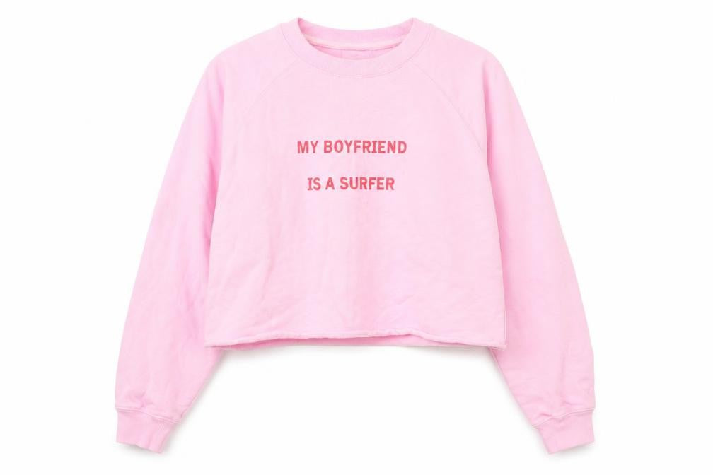 Front view of Pull&Bear Women's Pink Crew Neck Graphic Sweatshirt S