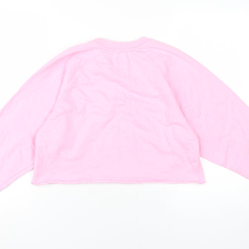 Pull & Bear Women's Pink Crew Neck Graphic Sweatshirt S