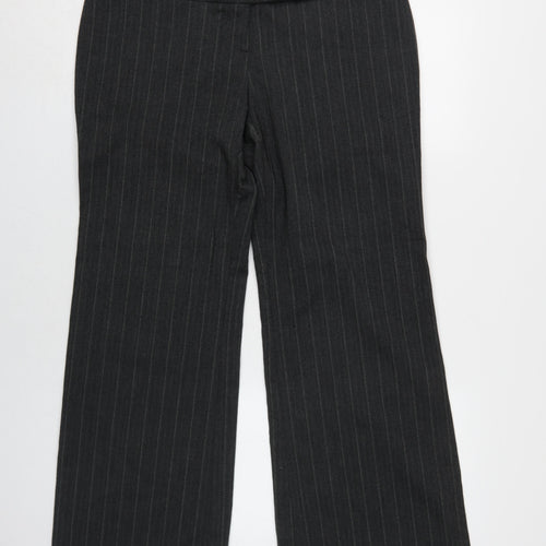 Internacionale Women's Black Striped Wide-Leg Trousers Size 16
