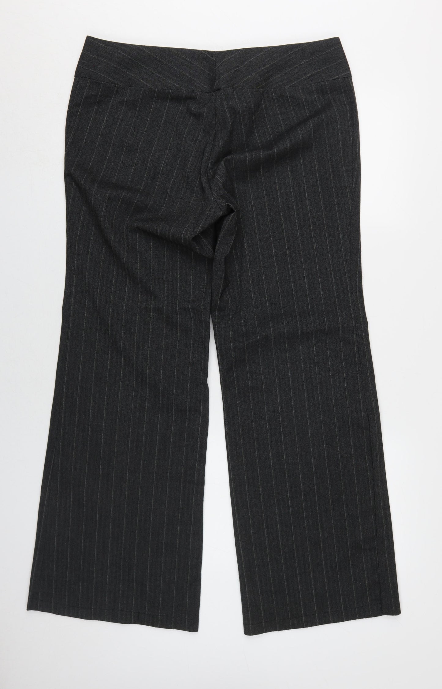 Internacionale Women's Black Striped Wide-Leg Trousers Size 16
