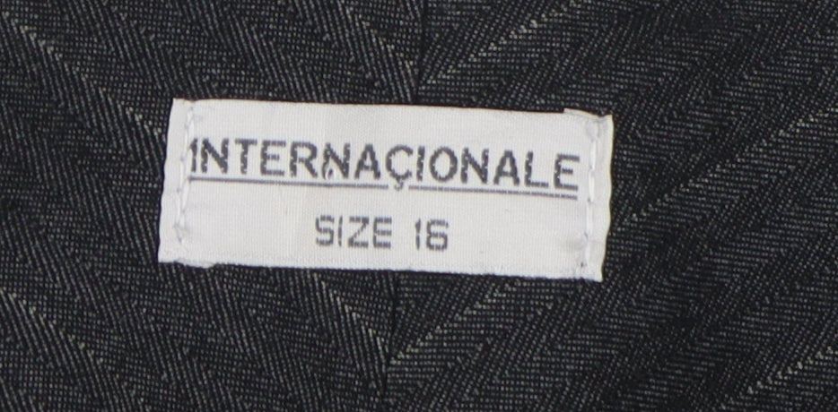 Internacionale Women's Black Striped Wide-Leg Trousers Size 16
