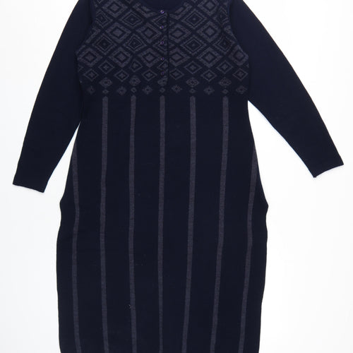 Utsa Women's Black Argyle Midi Knit Dress S