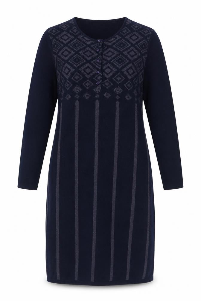 Front view of Utsa Women's Black Argyle Midi Knit Dress S