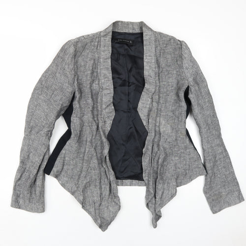 Zara Women's Grey Linen Blazer, Size L, Casual Classic