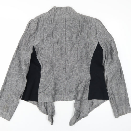 Zara Women's Grey Linen Blazer, Size L, Casual Classic