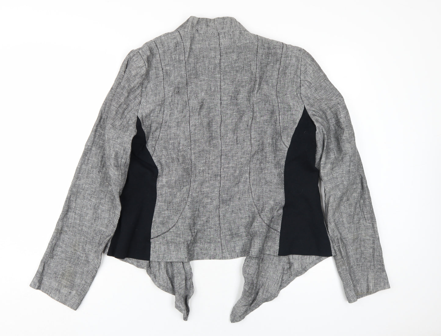 Zara Women's Grey Linen Blazer, Size L, Casual Classic