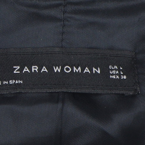 Zara Women's Grey Linen Blazer, Size L, Casual Classic