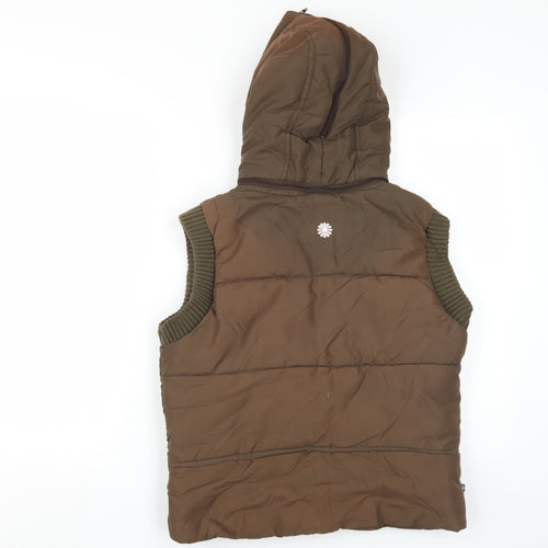 Blue Wahoo Women's Brown Hooded Puffer Waistcoat Size 10