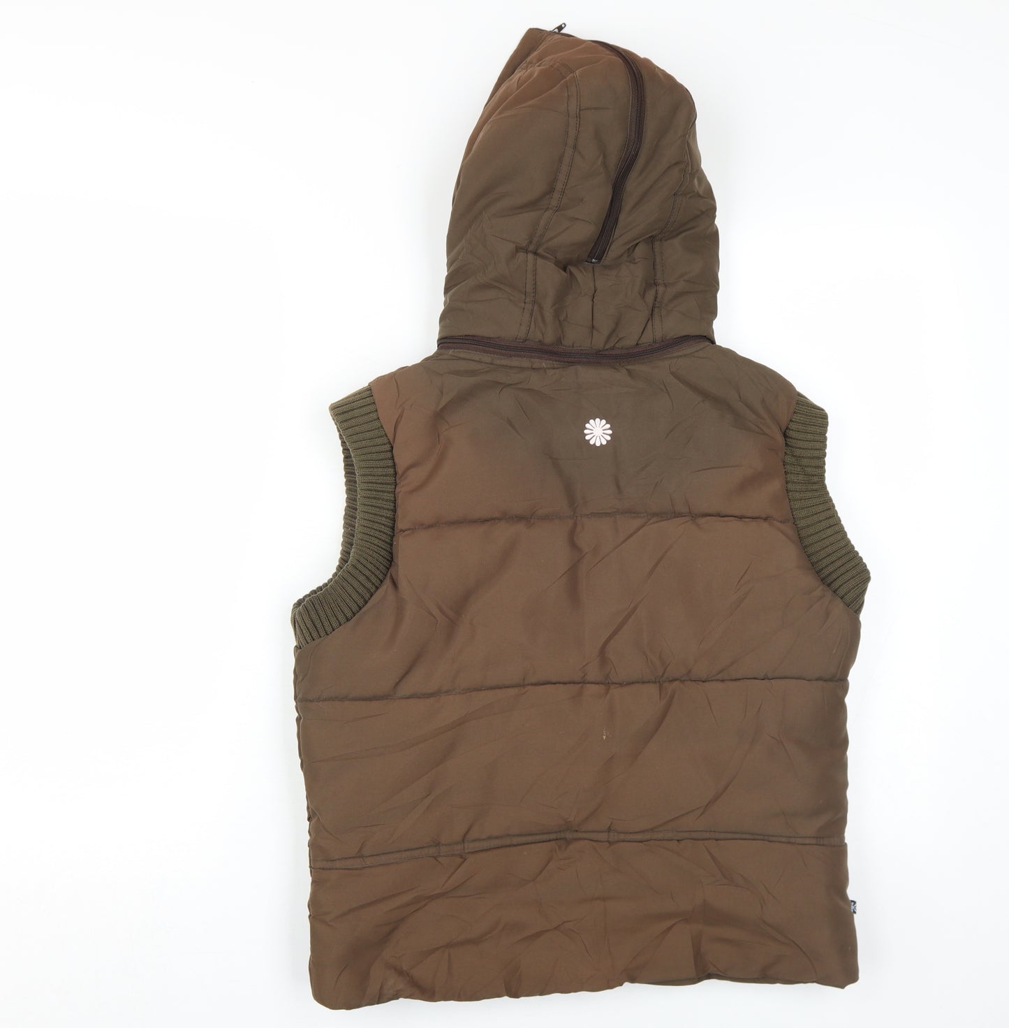 Blue Wahoo Women's Brown Hooded Puffer Waistcoat Size 10