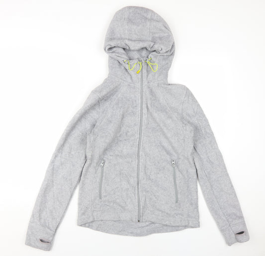 H&M Women's Grey Hooded Fleece Jacket, Size M, Casual Winter Wear