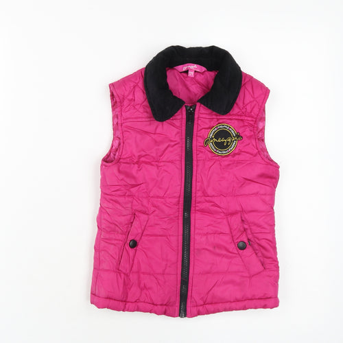 Pineapple Pink Girls Puffer Jacket Age 6-7 Quilted Sleeveless