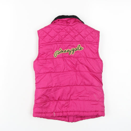 Pineapple Pink Girls Puffer Jacket Age 6-7 Quilted Sleeveless