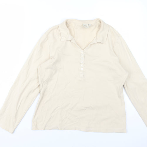 Cotton Traders Beige Women's Button-Up Polo Shirt Size 14