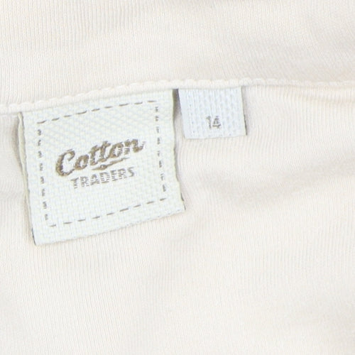 Cotton Traders Beige Women's Button-Up Polo Shirt Size 14