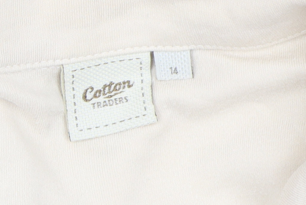 Cotton Traders Beige Women's Button-Up Polo Shirt Size 14