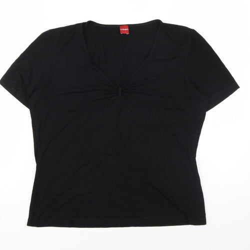 Olsen Women's Black V-Neck T-Shirt, Size 16