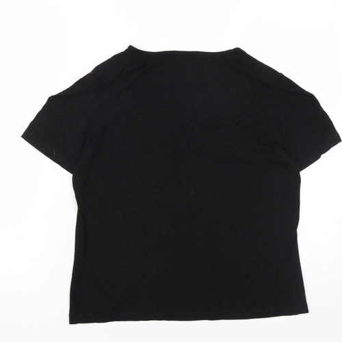 Olsen Women's Black V-Neck T-Shirt, Size 16