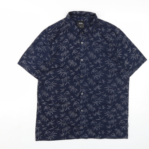 Burton Menswear Men's Blue Floral Shirt, Size M