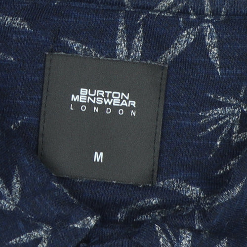 Burton Menswear Men's Blue Floral Shirt, Size M