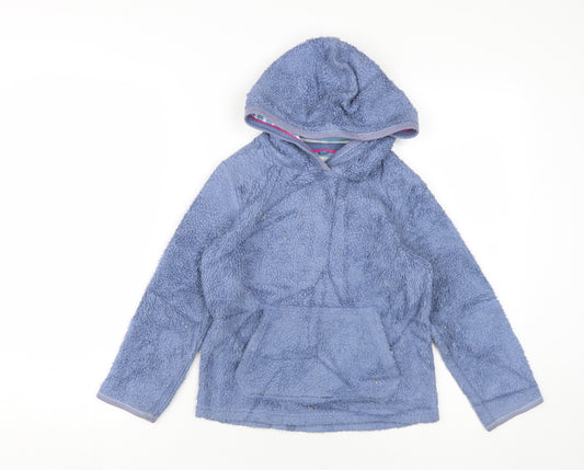 FatFace Girls Blue Pullover Hoodie 6-7 Years Fleece