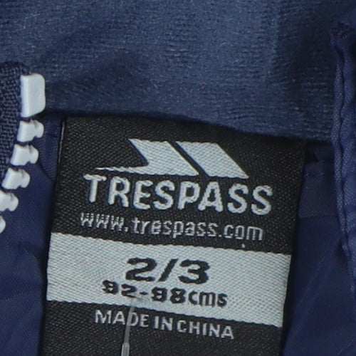 Trespass Boys Blue Puffer Jacket 2-3 Years Hooded
