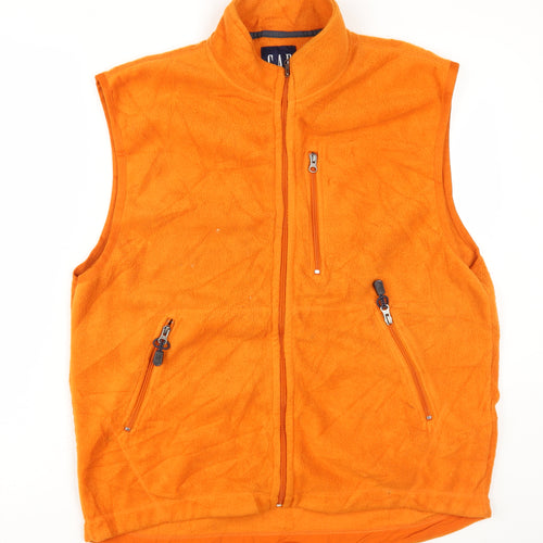 GAP Men's Orange XL Fleece Waistcoat with Full Zip