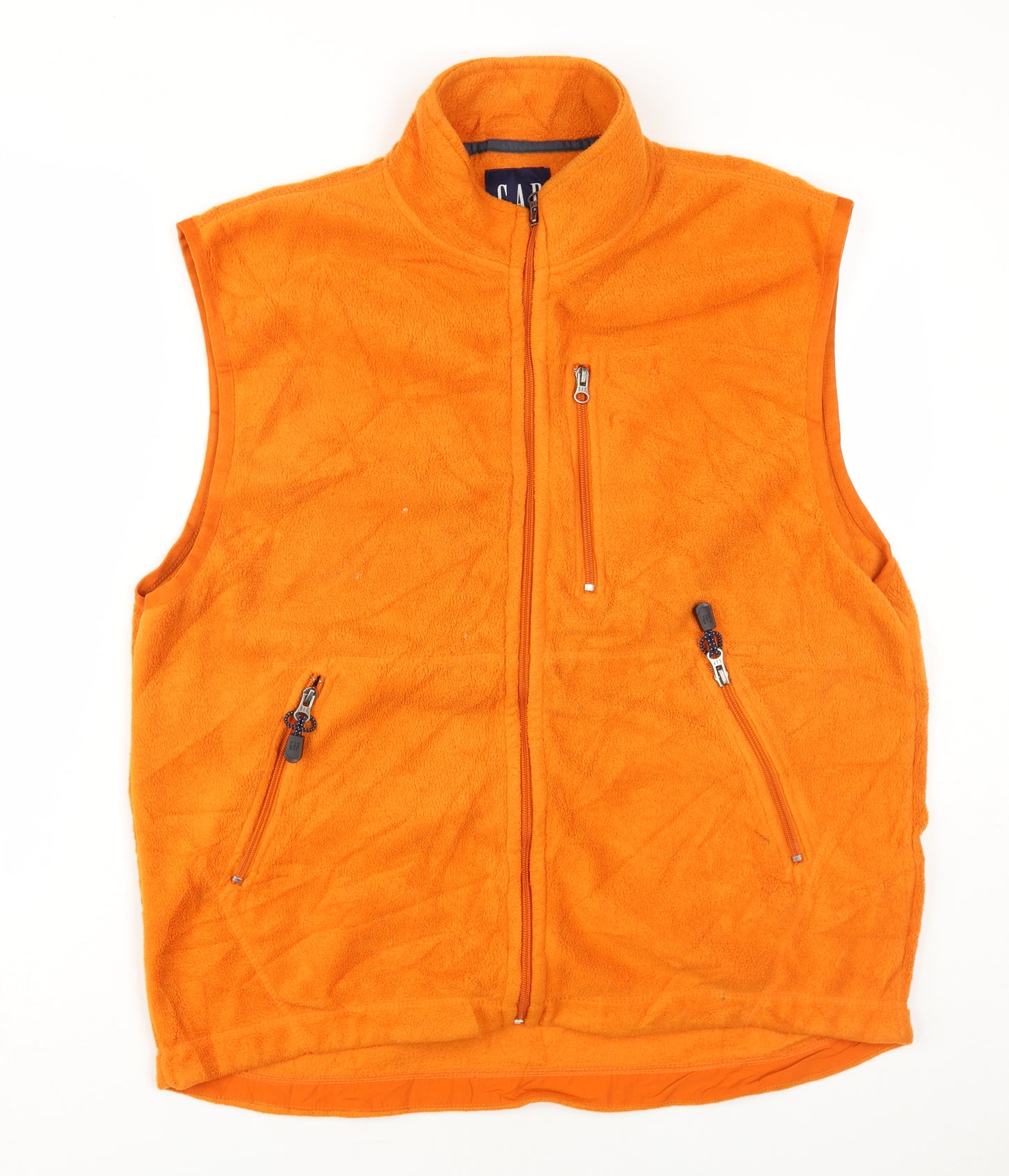 GAP Men's Orange XL Fleece Waistcoat with Full Zip