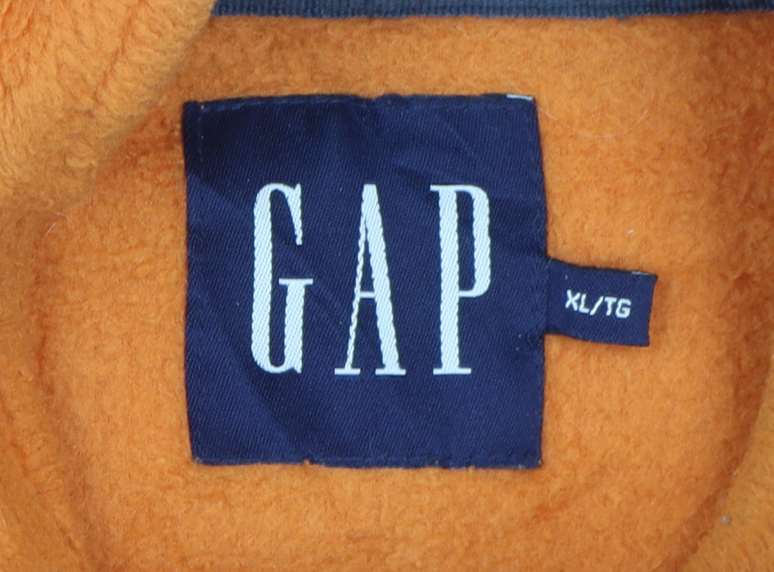 GAP Men's Orange XL Fleece Waistcoat with Full Zip