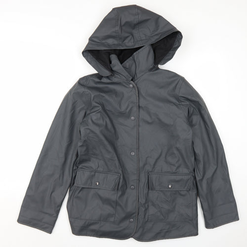 Topshop Women's Grey Hooded Rain Coat S