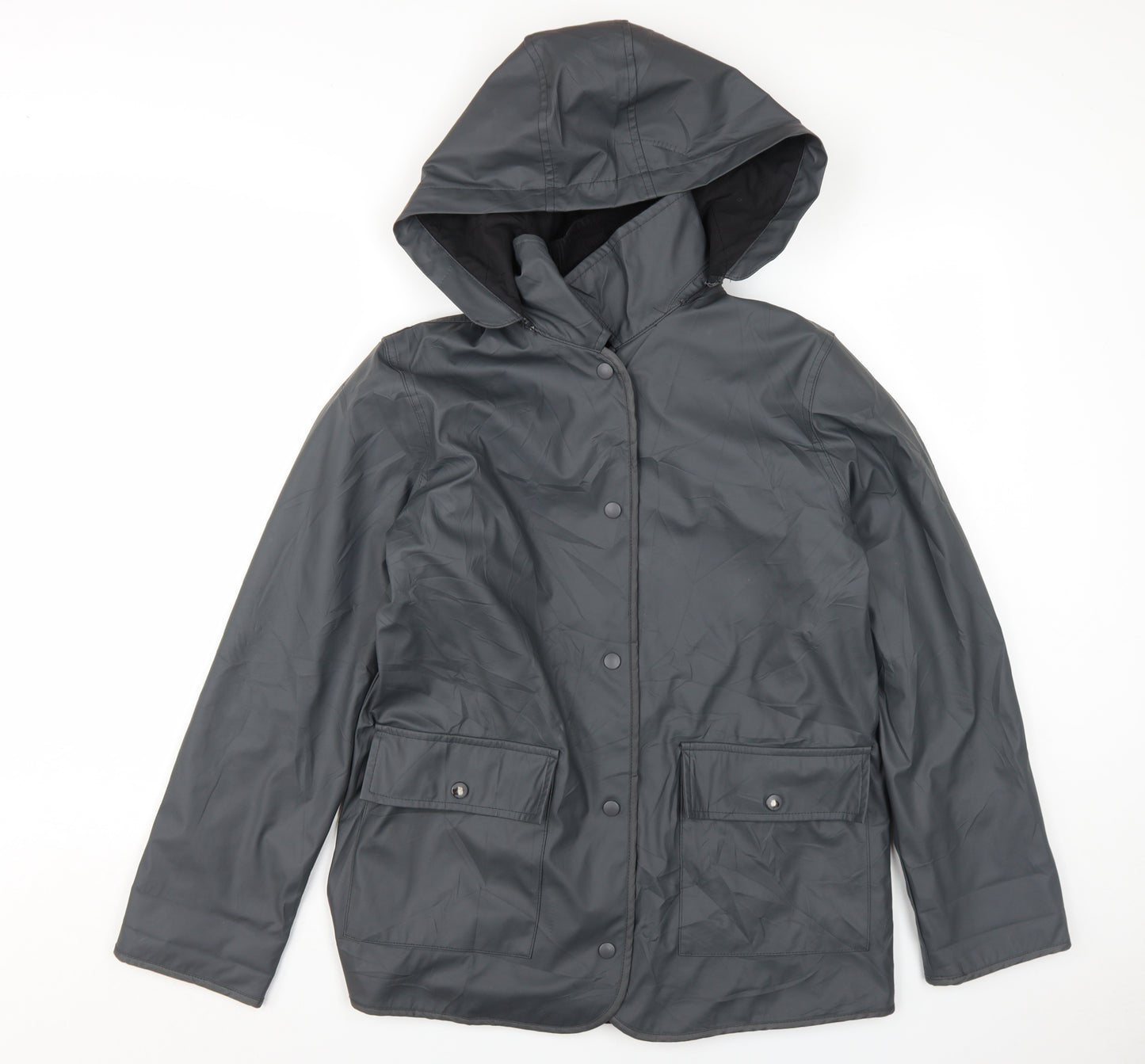 Topshop Women's Grey Hooded Rain Coat S