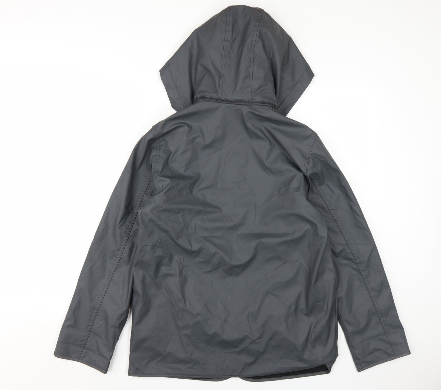 Topshop Women's Grey Hooded Rain Coat S