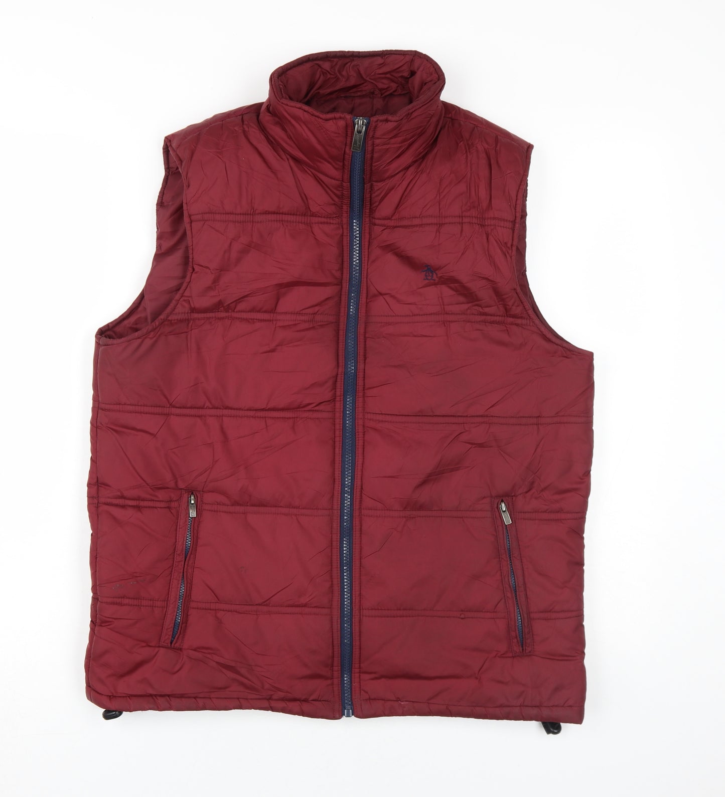 Penguin Men's Red M Puffer Waistcoat with Full Zip