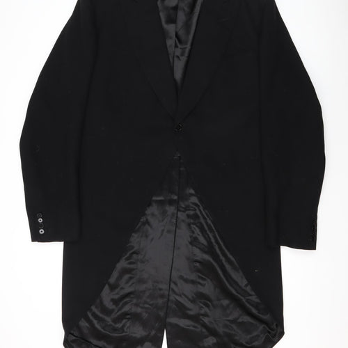 Vintage Wool Men's Black Tailcoat with Peak Lapel Size 38R (Est)
