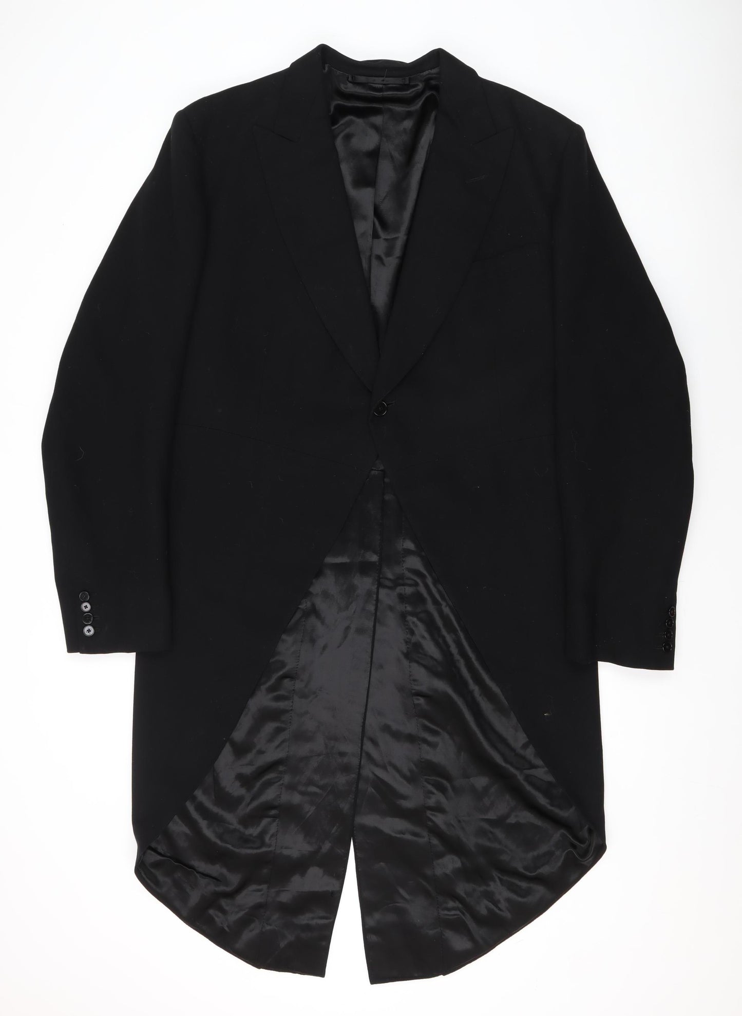 Vintage Wool Men's Black Tailcoat with Peak Lapel Size 38R (Est)