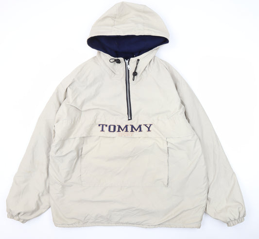 Tommy Men’s Beige Windbreaker Jacket - Casual Hooded Style