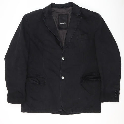 Bugatti Men's Black Cotton Blazer, Size 44R (Est), Casual Wear