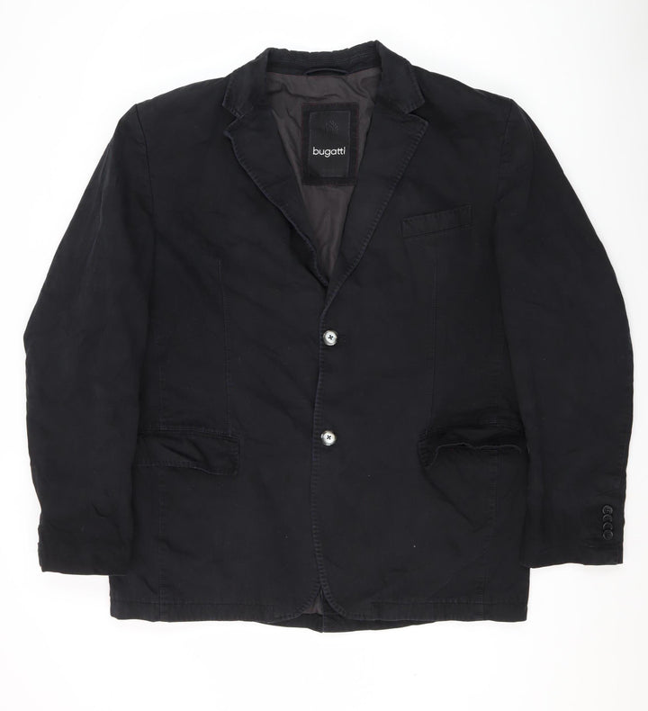 Bugatti Men's Black Cotton Blazer, Size 44R (Est), Casual Wear