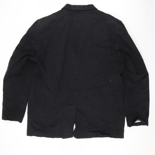 Bugatti Men's Black Cotton Blazer, Size 44R (Est), Casual Wear