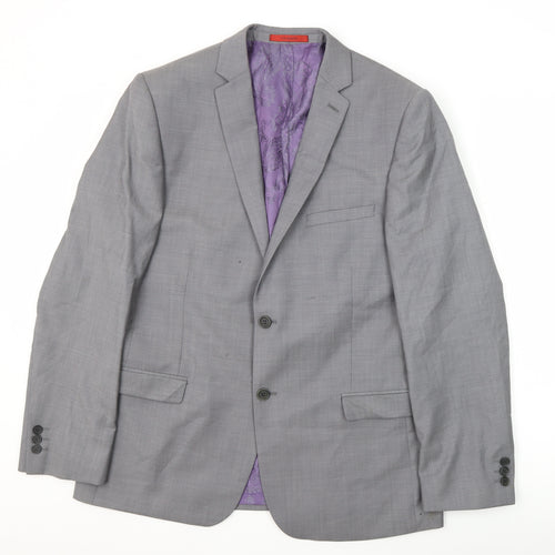 Ted Baker Men's Grey Blazer, Size 40R (Est), Wool, Formal