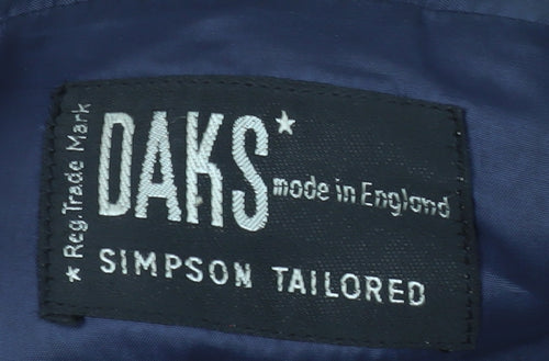 DAKS Men's Black Wool Pea Coat, Size L, Classic Winter Wear
