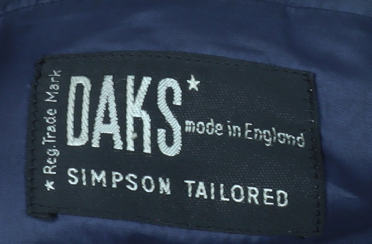 DAKS Men's Black Wool Pea Coat, Size L, Classic Winter Wear