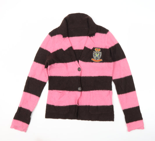 Tommy Hilfiger Women's Pink Brown Striped Cardigan S