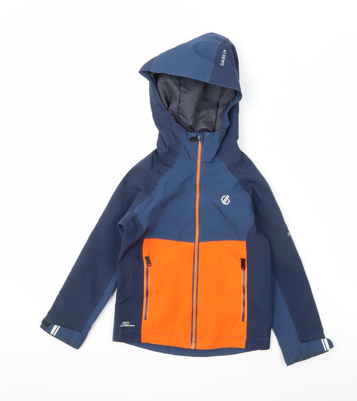 Dare 2B Boys Blue Orange Hooded Jacket 3-4 Years Waterproof
