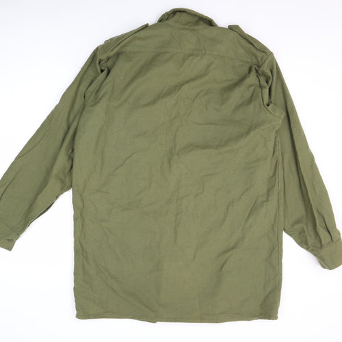 Men's Army Green Cotton Button-Up Shirt Size 2