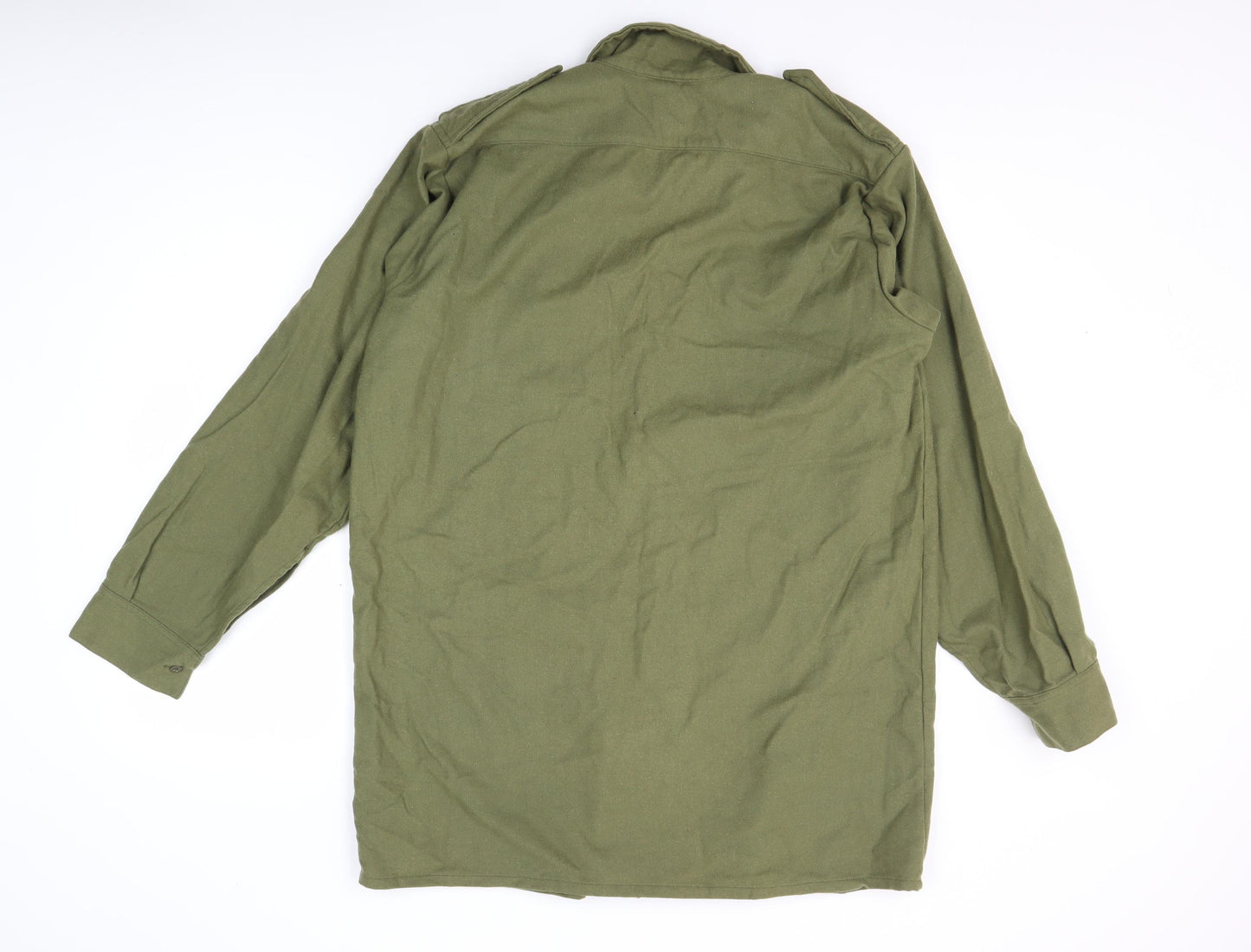 Men's Army Green Cotton Button-Up Shirt Size 2