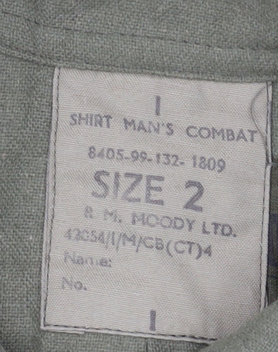 Men's Army Green Cotton Button-Up Shirt Size 2