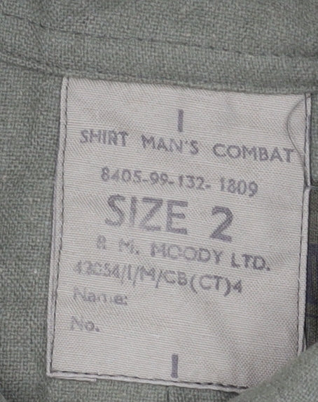 Men's Army Green Cotton Button-Up Shirt Size 2