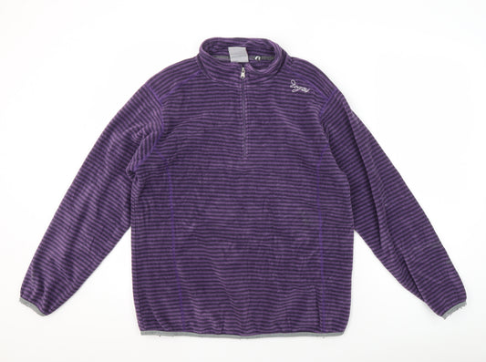 TOG24 Women's Purple Striped Henley Sweatshirt - Size 14