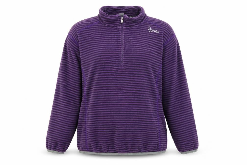 Front view of TOG24 Women's Purple Striped Henley Sweatshirt -, size 14